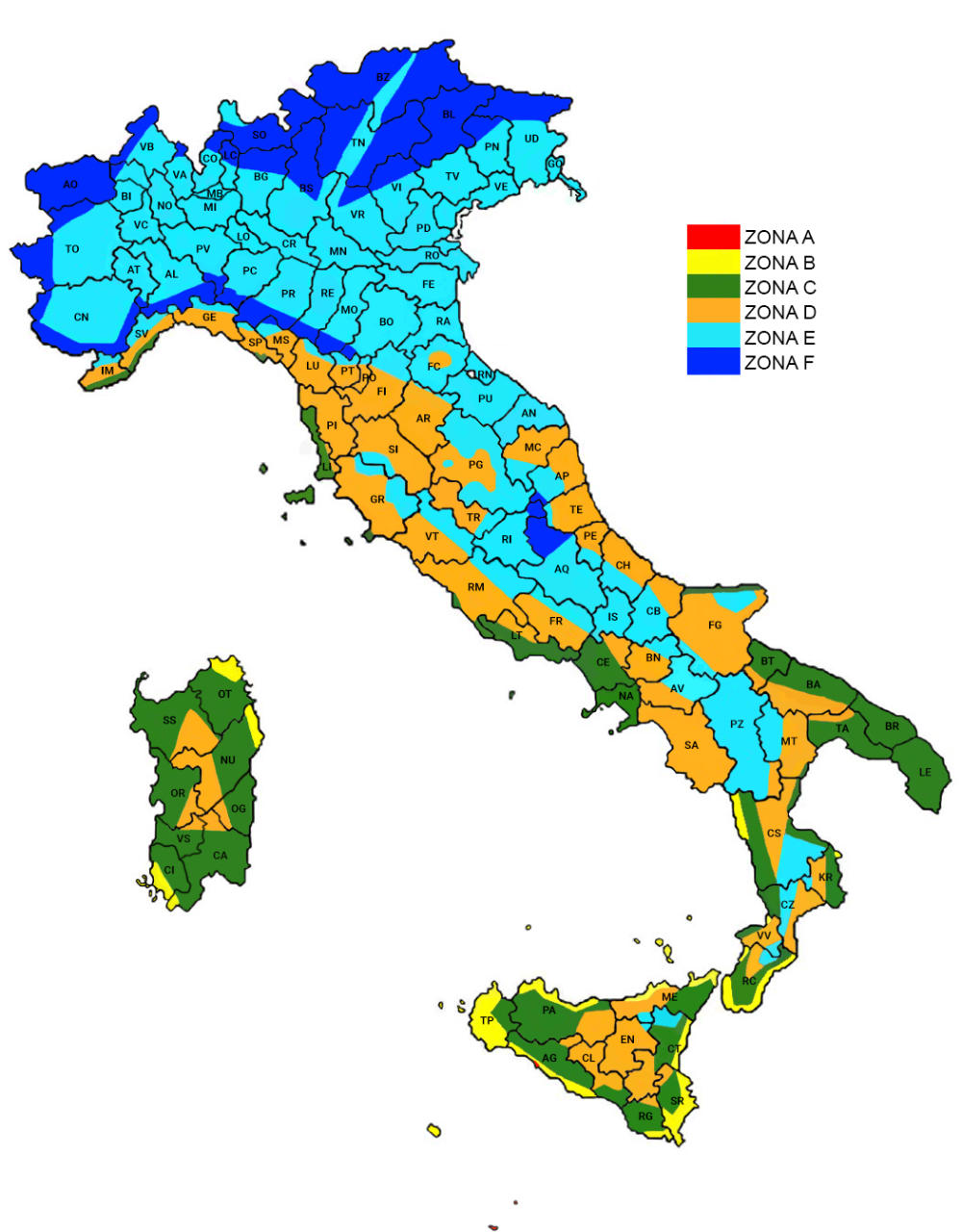 zone climatiche mappa italia